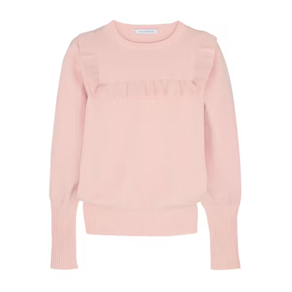 J.W. Anderson Ruffle-Yoke‎ Crewneck Sweater Blush Pink Light Pink Pastel Size L